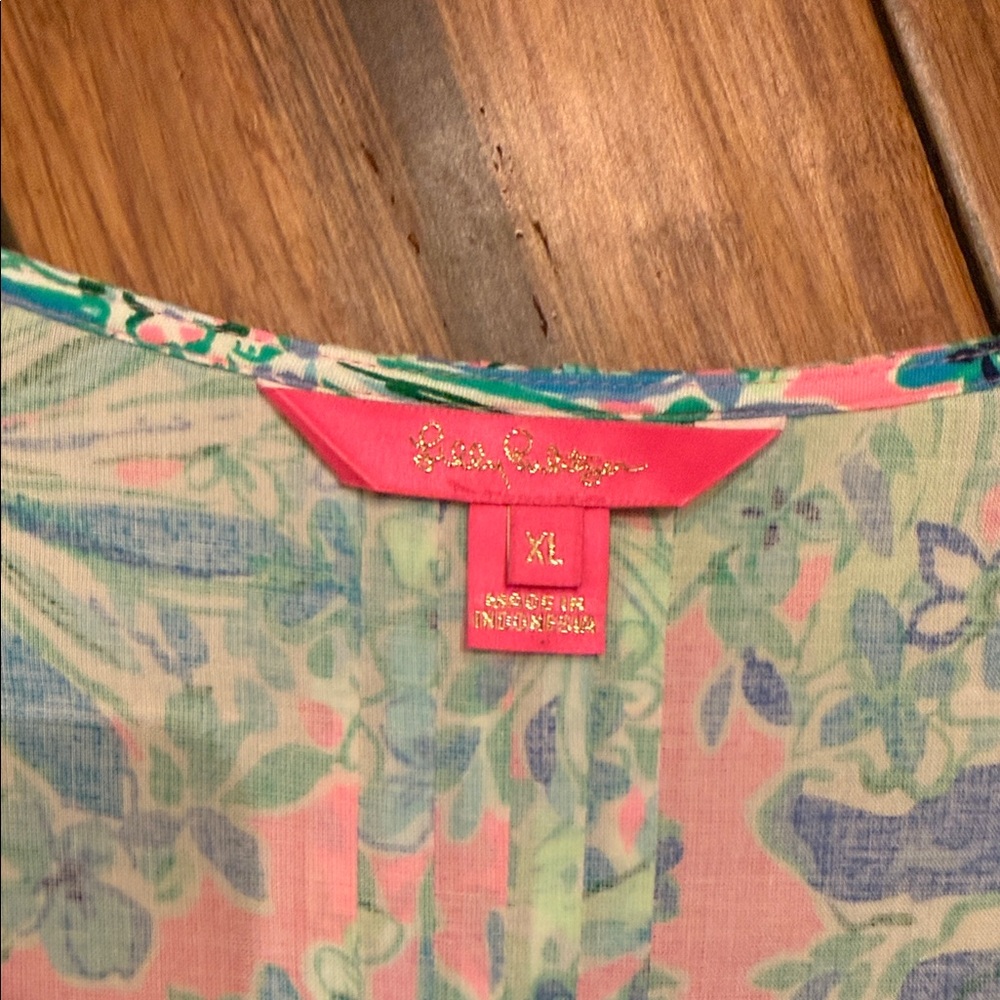 Lilly Pulitzer Pink Blue Green Floral Tunic Dress - Picture 3 of 9